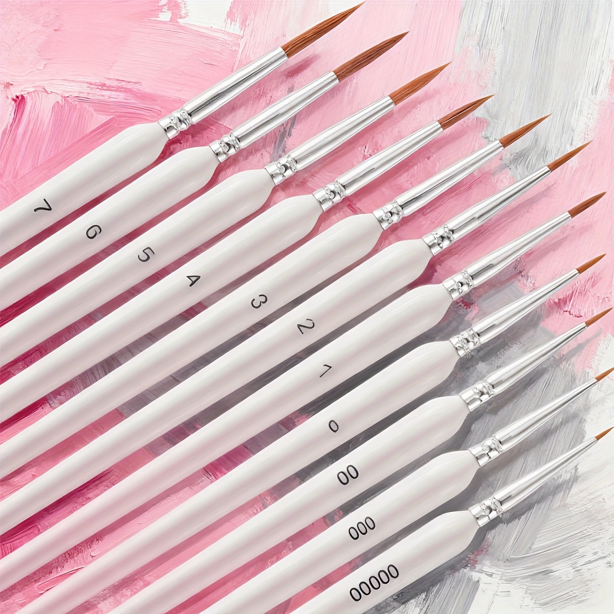 Image of Set Of 11 Sturdy Micro Paintbrushes Ideal For Acrylics, Oils, Watercolors, , Nail Design, Scale Model Painting, And Line Illustrations
