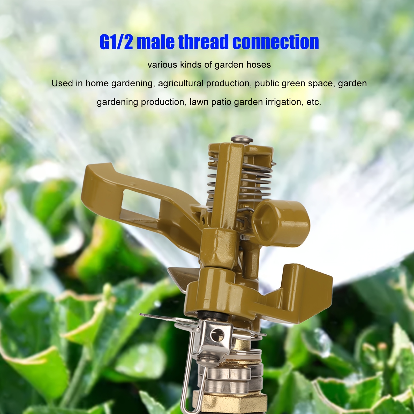 

1pc Fdit Rotating Sprinkler , Metal G1/2 Male Thread, 360- , And , 590.55inch Coverage, For Patios And