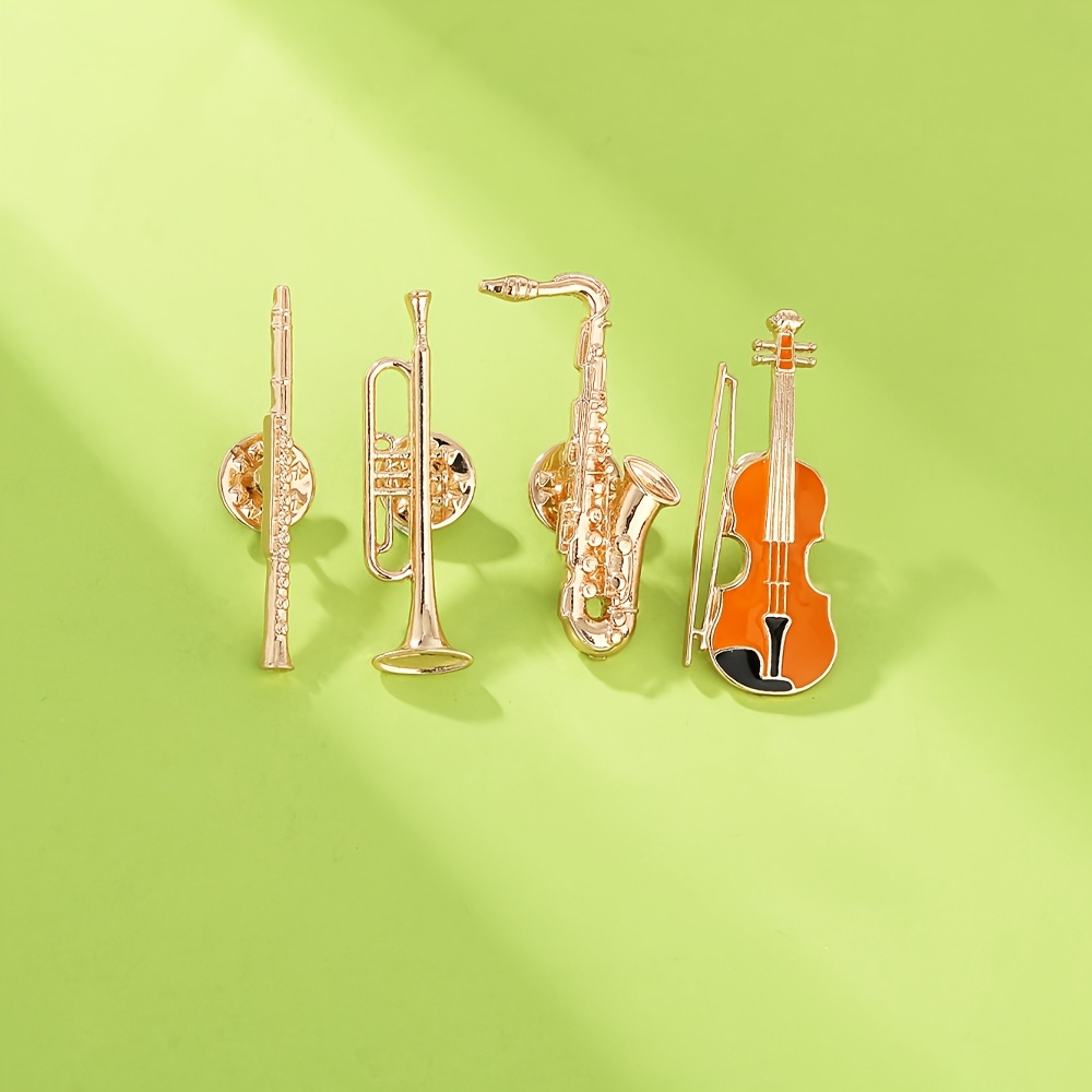 TEMU 4pcs, Broches pour femmes, Épingles de col, Boucles pour foulard, Broches élégantes style violon