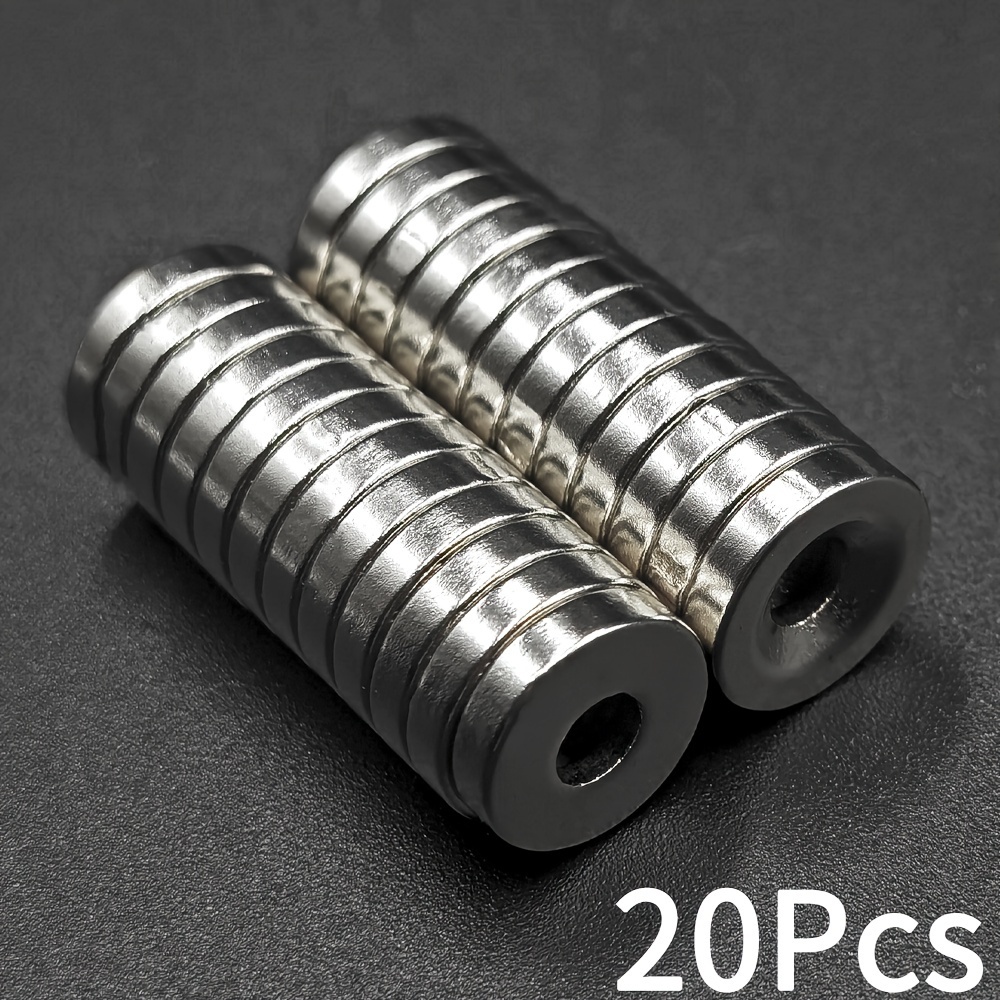 Image of 20/50pcs 12mm X 3mm Neodymium Ring Magnets With 4mm Countersunk Hole, Heavy-duty Magnets, Round Base For Tools, Home, Workplace - Metal Round Disc Magnet
