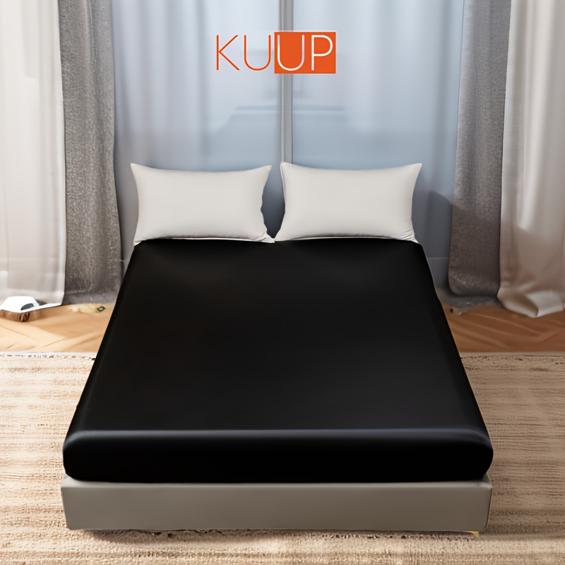 1pc Luxurious Satin Fitted Sheet (1pc Fitted Sheet), High-end Polyester Material, , Comfortable And Soft Breathable Deep , Machine Washable, Non-fading, Non-pilling, Suitable For Bedroom, Hotel