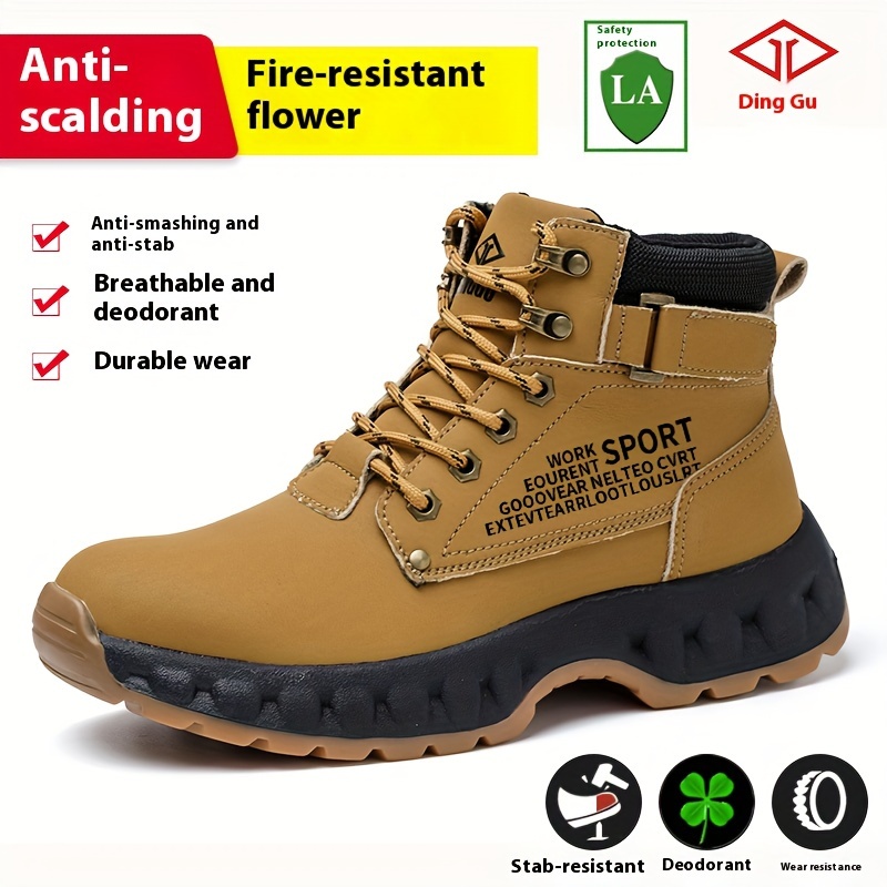 Faux leather steel toe boots best sale