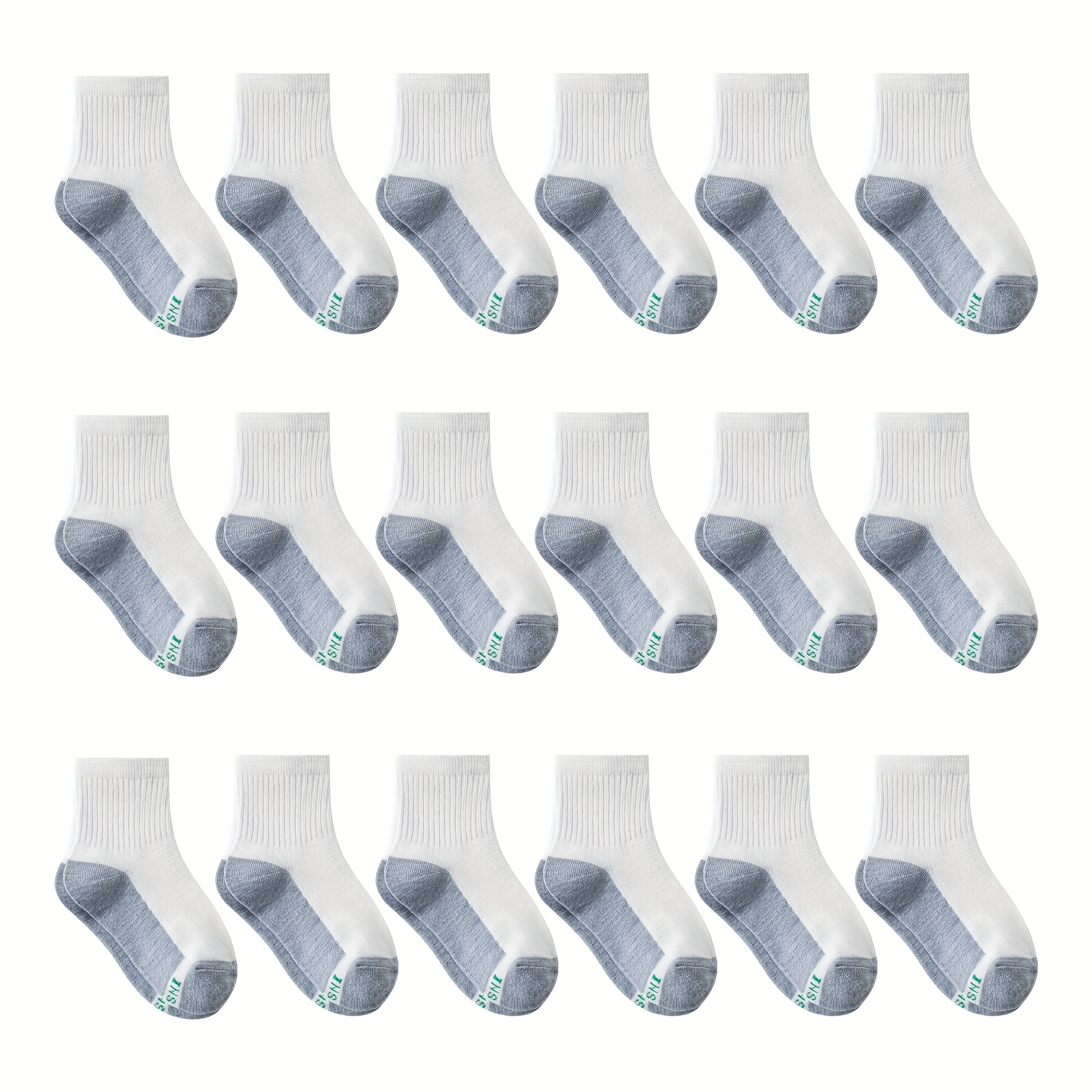 TEMU 18 Pairs Kids Boys Girls Socks Athletic Basketball Youth Sport Crew Cotton Breathable Soft Socks School Uniform Socks, Ankle Athletic Running Socks, Ultralight Performance Tab Socks.