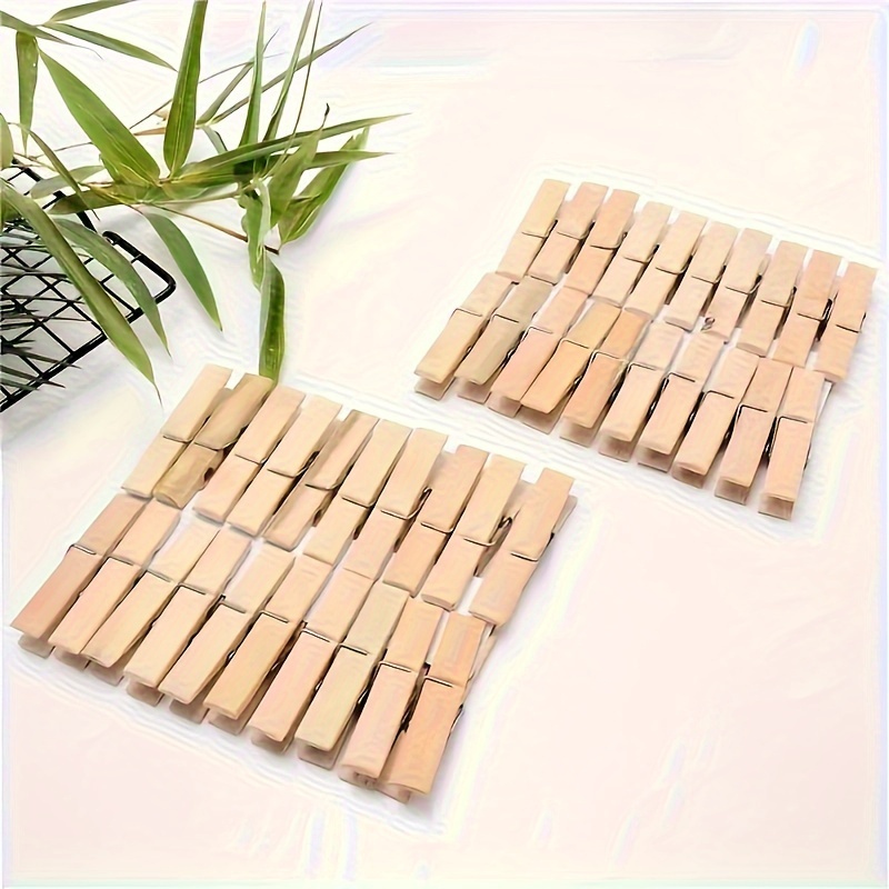 40pcs Heavy Duty Bamboo Clothespins - Multifunctional Windproof Clips For Indoor And Outdoor Use, Clothes Pins