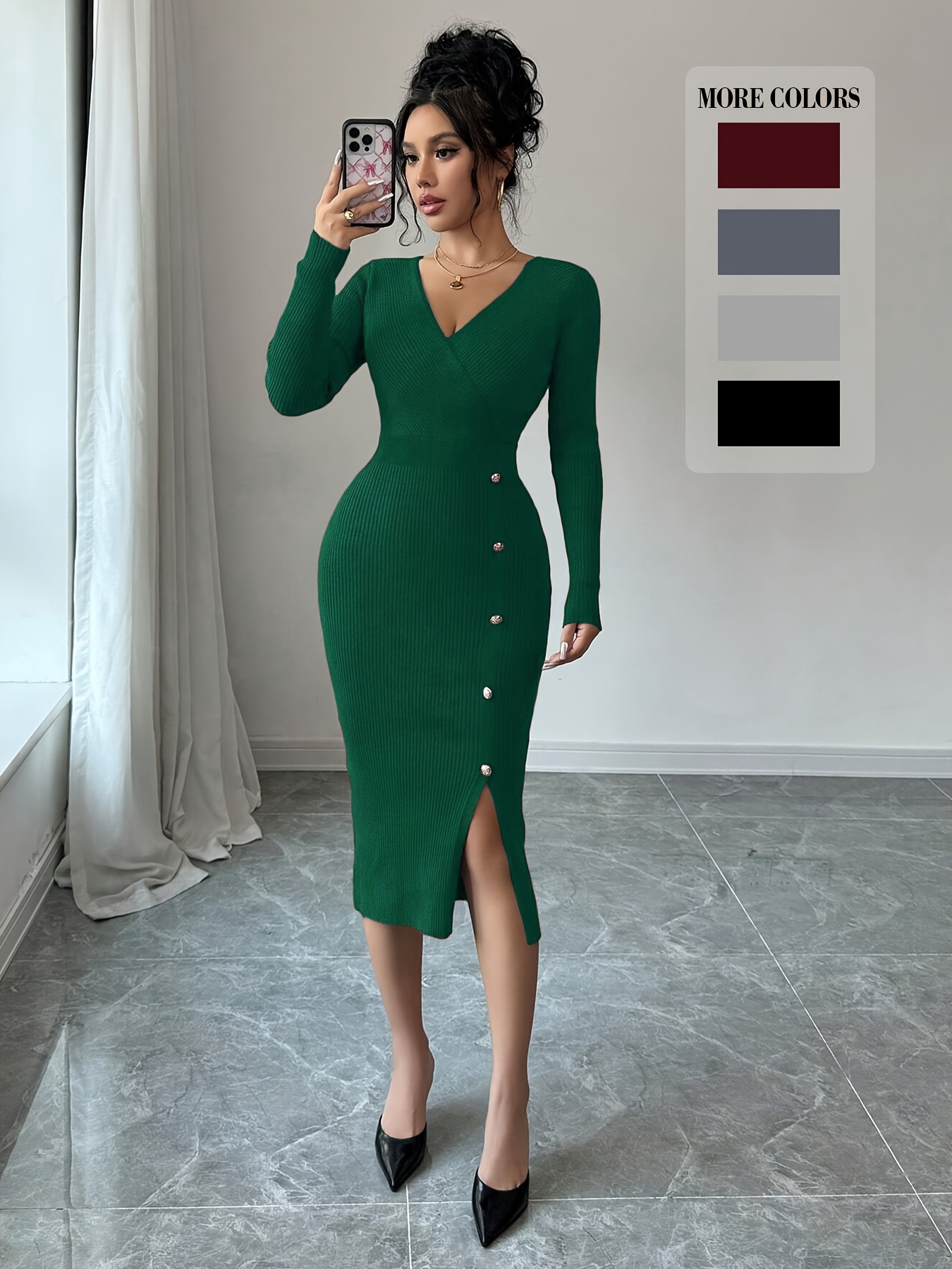 christmas barbie green dress Caroline Sweater Dress Green - Green Sweater Dress main image 1