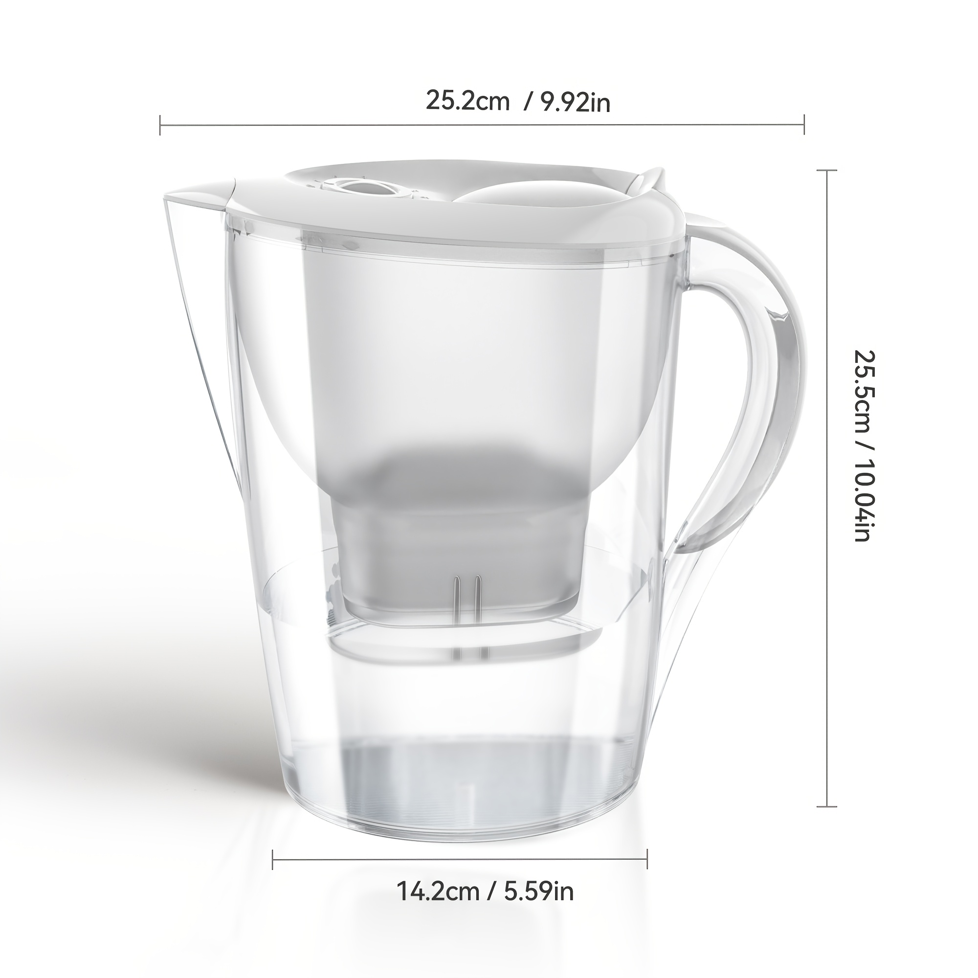 Water Filter Pitcher with 2 Filter Cartridges, 3.5L Capacity