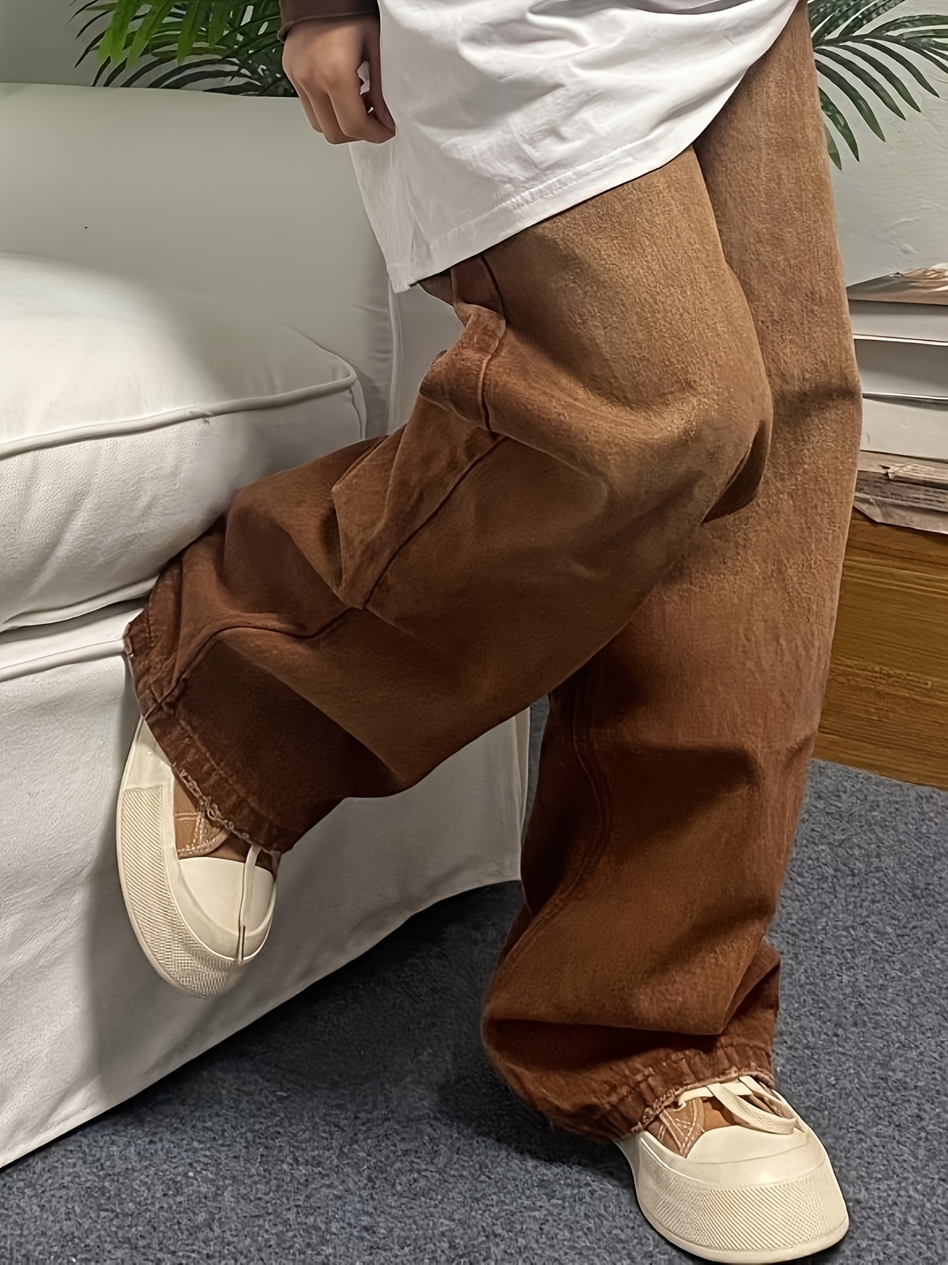 LOGEQI Men's Baggy Hip Hop Jeans Wide Leg Streetwear Jeans