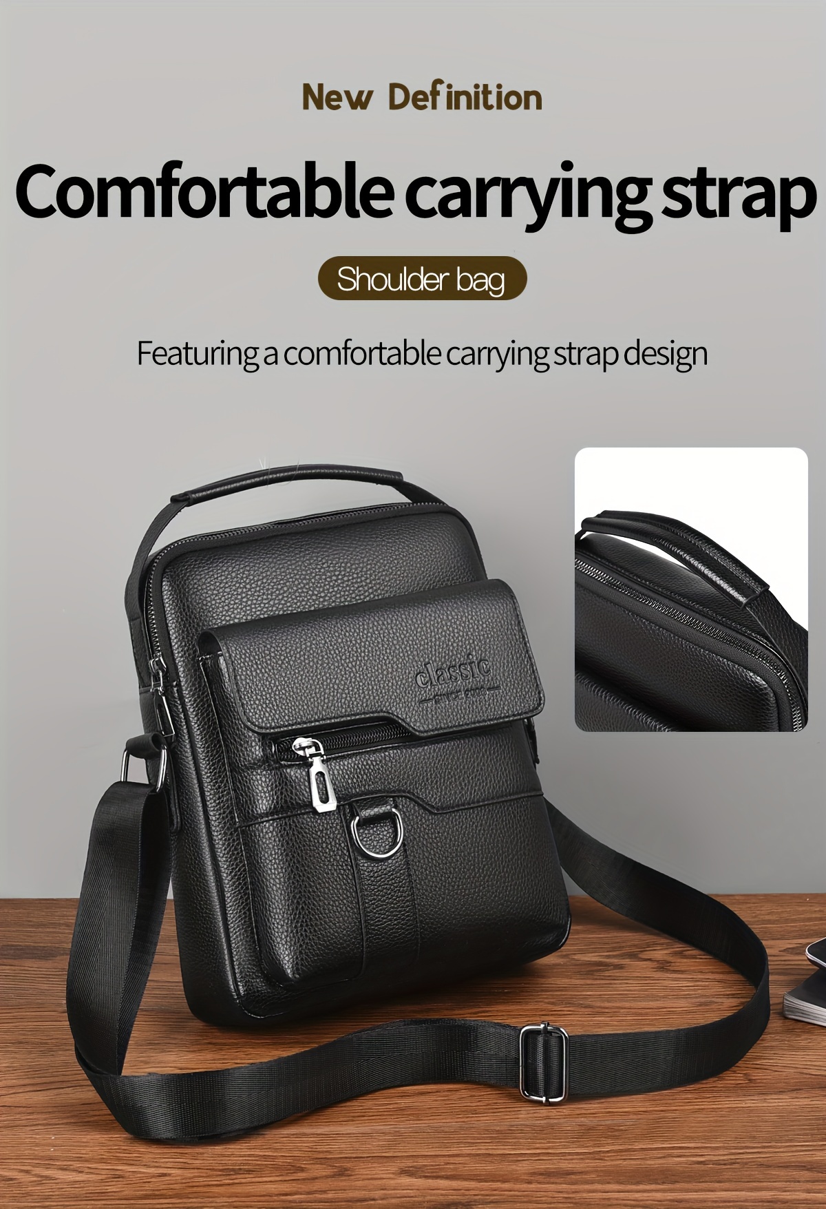  vintage inspired mens messenger bag large capacity waterproof leather with adjustable strap multiple compartments ideal valentines gift for husband or boyfriend details 8