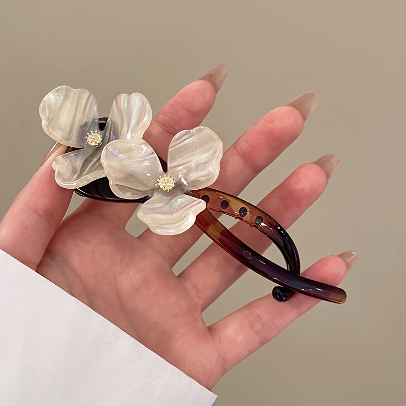 set of 4   twist clips made from stylish vinegar material simple hairpins for women suitable for updos at the back of     everyday and casual wear Product details 3