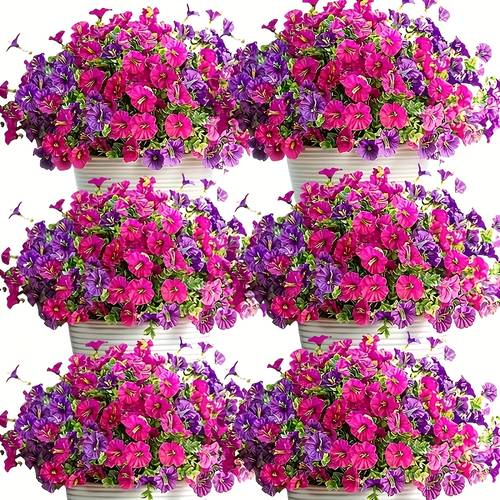 10 Bundles of Artificial Pansy and Geranium Flowers, Holiday Decorative Flowers – Home Gardens, , and Parties, Artificial Outdoor Flowers, Artificial Flowers for Indoor/Outdoor Decor, Luxurious Home, Office, Hotel, and Home
