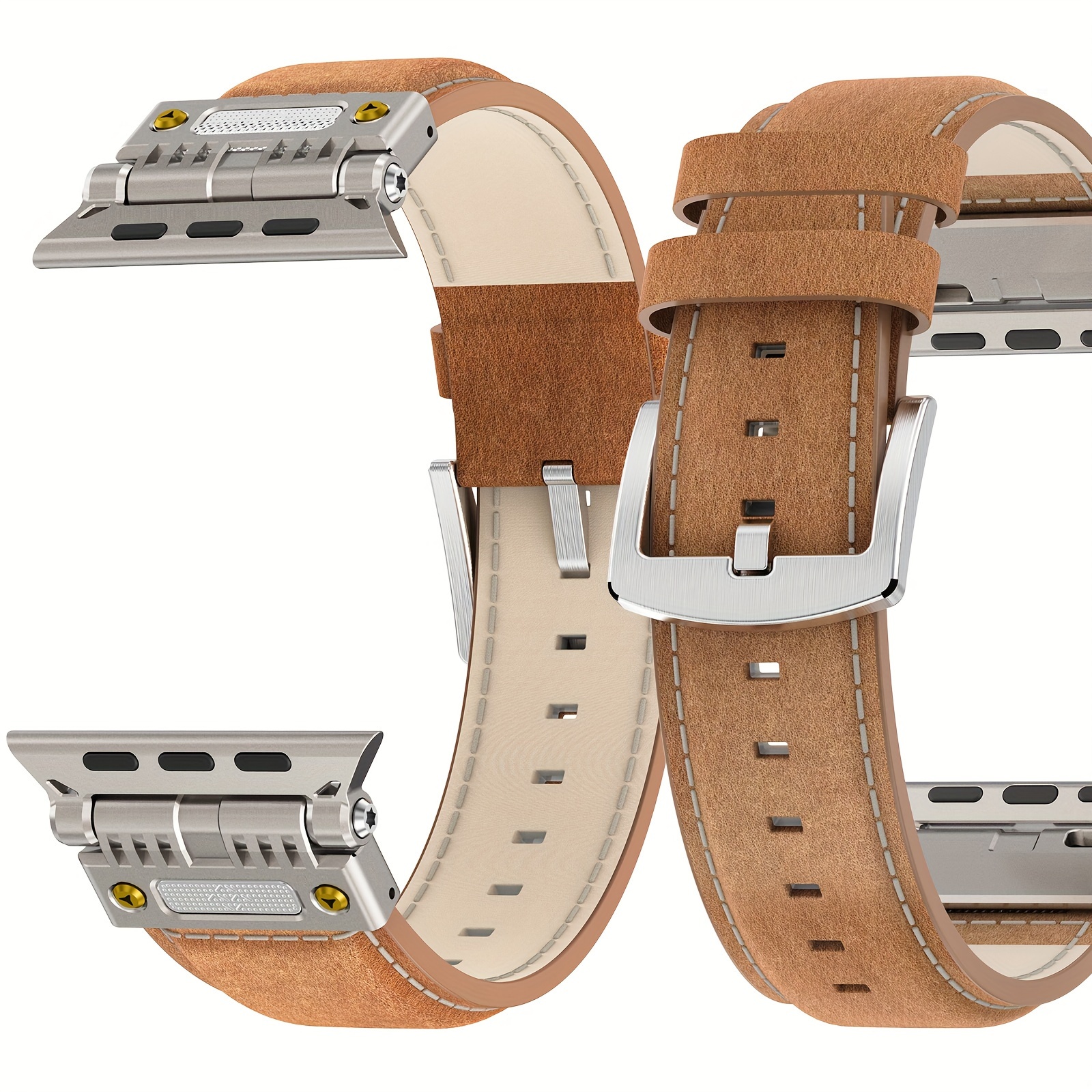 Genuine Band for Apple Watch Ultra 3/2/1 (49mm), Series11/10 (46mm), Series 9-1(45mm/44mm/42mm) & SEwith Rugged Stainless Steel Metal Connectors - Men's Strap