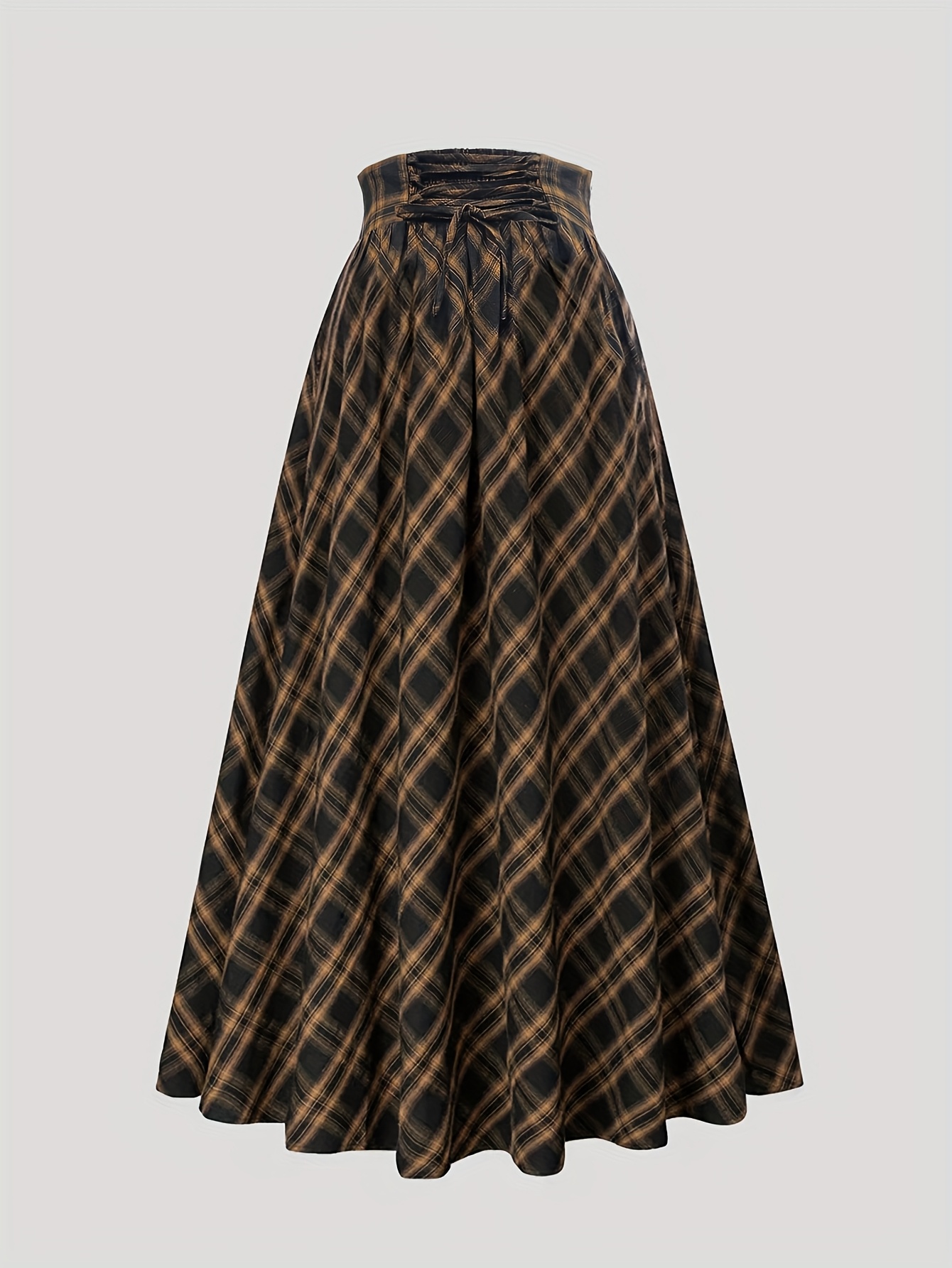 bookmark fashion falda midi elegante cuadros retro mujer Temu