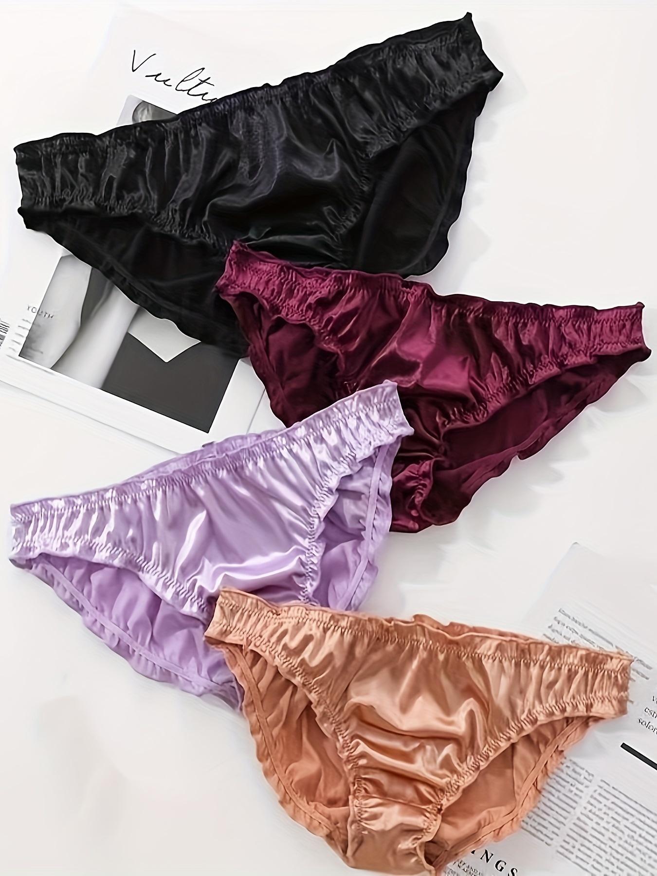 Women's Mulberry Silk Panties Silk Sexy Bikini Silk Briefs Satin Underwear  2pcs High-quality