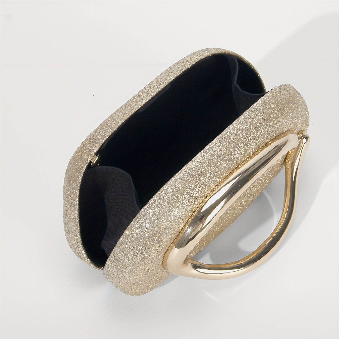 Glittery Clutch - PIDE Women's Glitter Evening Clutch Purse, Elegant Round Box Design with Vintage Metal Handle, Detachable Shoulder Strap, Magnetic Closure, Polyester Lining, Perfect for Weddings, Parties, and Formal Events, Wedding Accessory | Ma