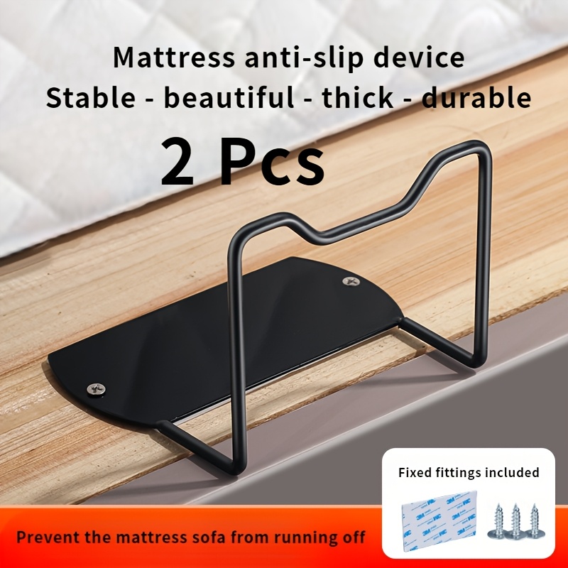 

2pcs Metal Bed Mattress Anti-slip Bracket, Corner Fixing Pole Stop Kit, Non-slip For Mattress Security, Hand Wash Only - Black