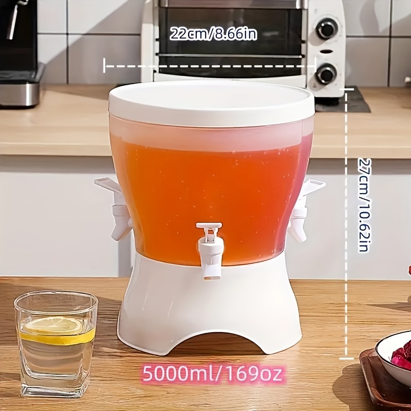 169oz Rotating Beverage Dispenser with Faucet - Holds 3 Drinks, 360° Swivel, Stylish Fridge-Friendly Design for Iced Tea & Juice, Perfect for Parties & Home Kitchen