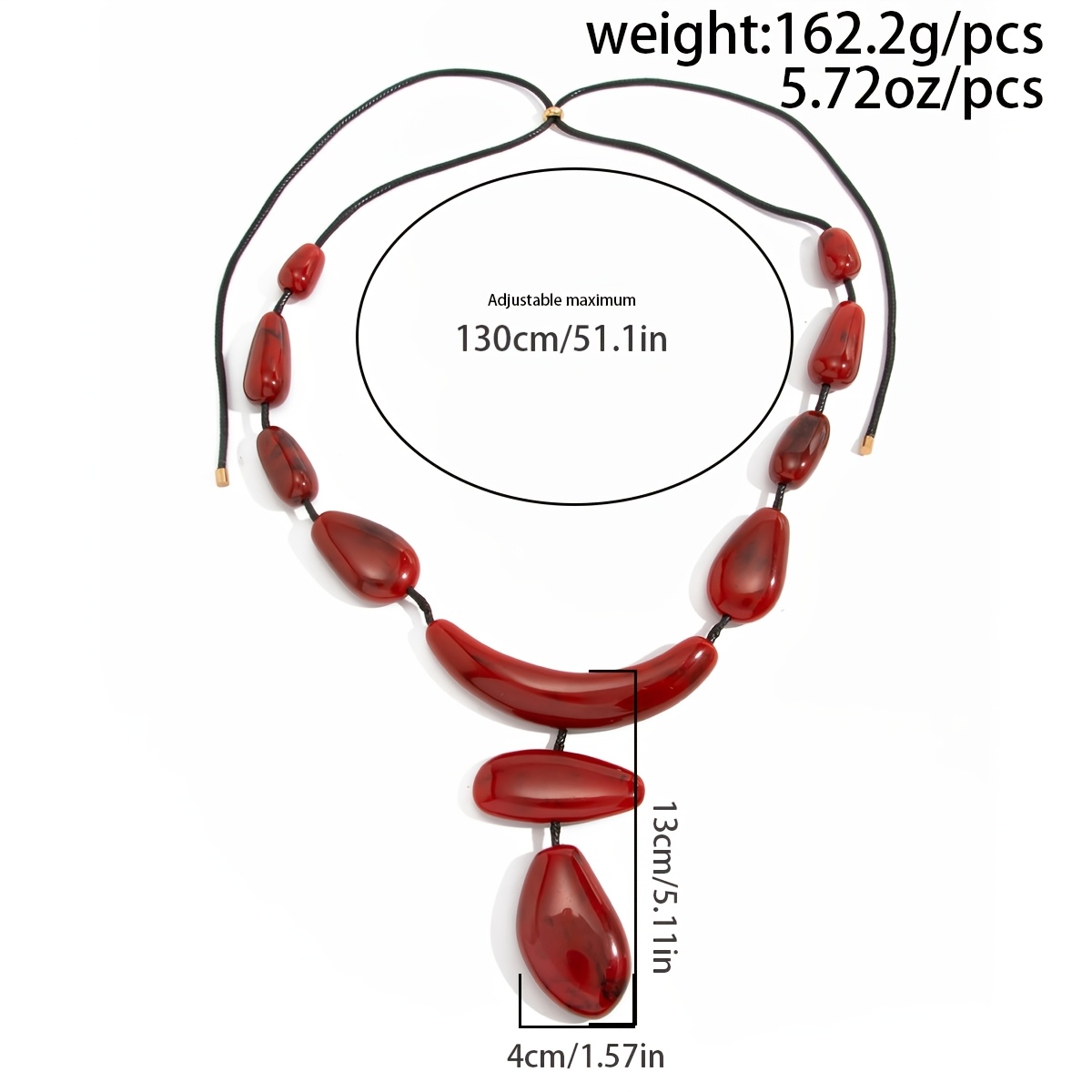 Artistic Curved Resin Pendant Long Beaded Necklace