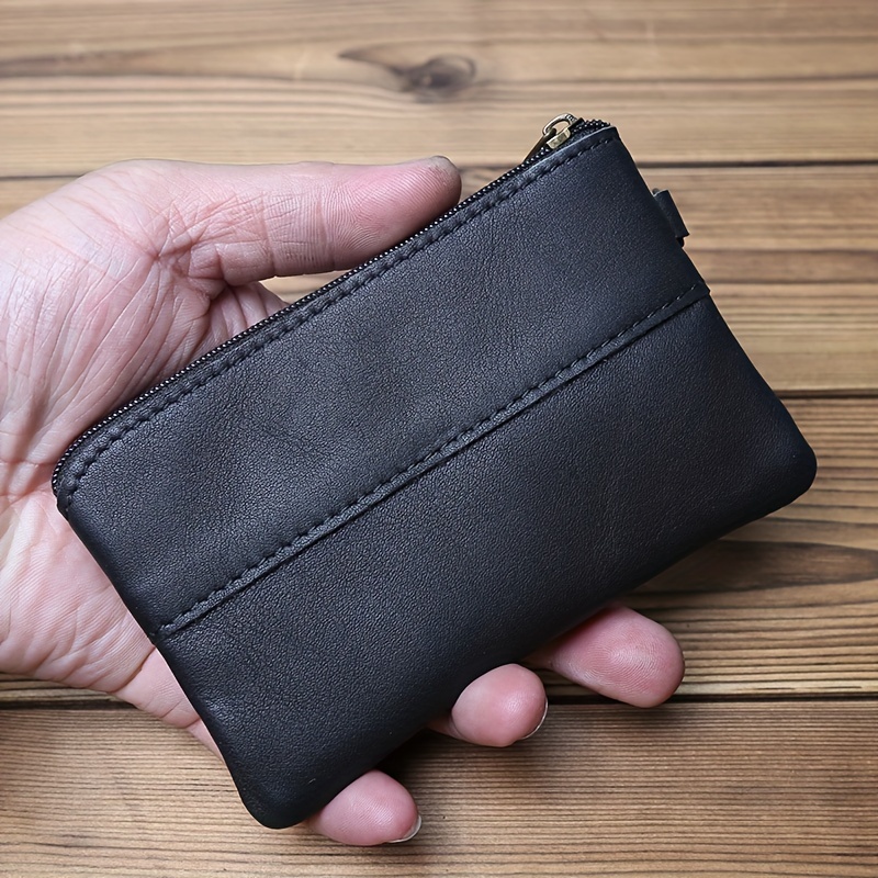 leather suitable men women mini zipper wallets small - Temu South
