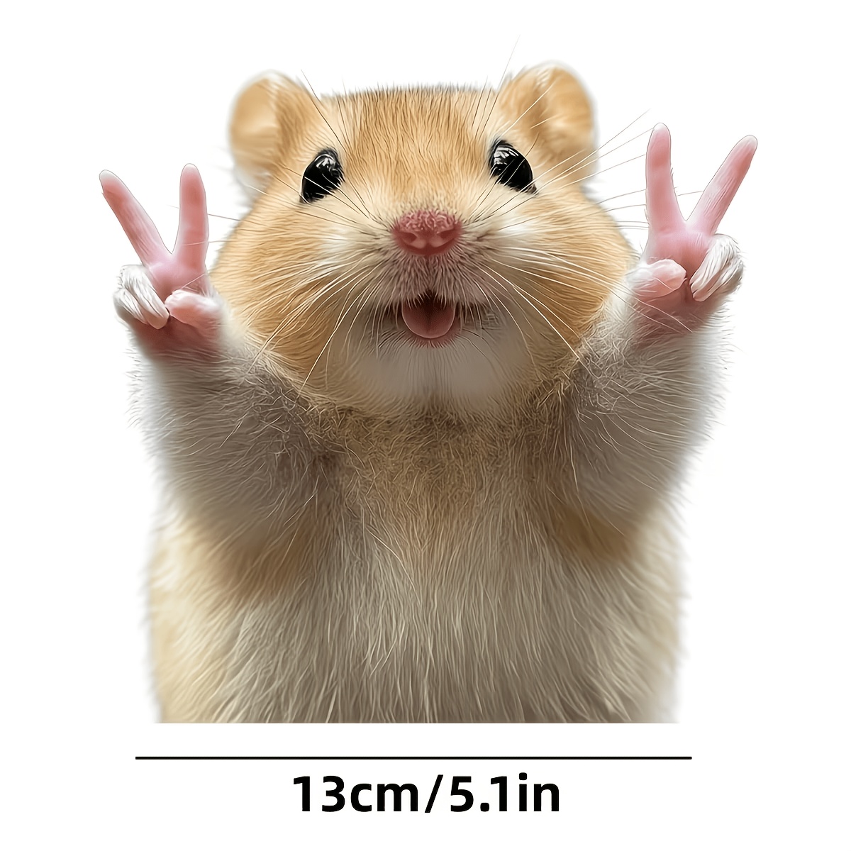 TEMU Autocollant de voiture "Victory" Hamster, décalcomanie décorative amusante, convient pour voitures, ordinateurs portables, motos, bouteilles