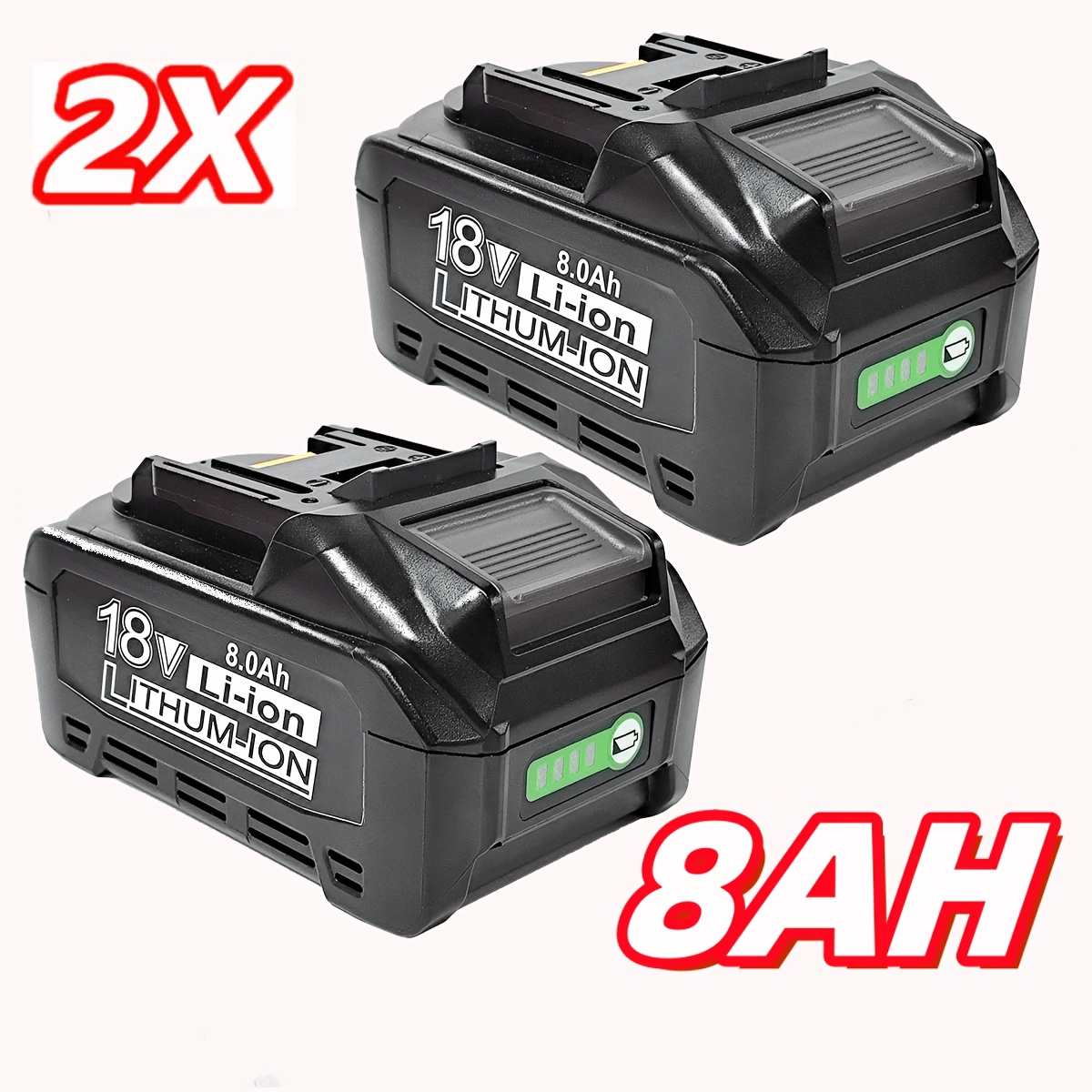 TEMU 2pcs 8.0Ah BL1860B Batterie de remplacement au lithium-ion pour Makita 18V, compatible avec BL1860B, BL1820, 1830B, 1840B, 1850B et plus outils,