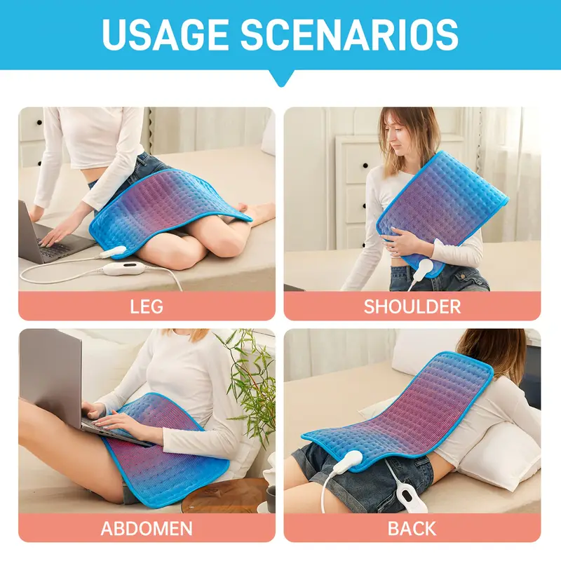 electric heating pad, setting, auto shut-off, 12 x 24 , large heating pad, heater for bedroom, bedroom , therapeutic heat, minimalist style, contemporary design, safe material, easy to clean, portable heater, adjustable heat setting, home , sufferers Product details 3