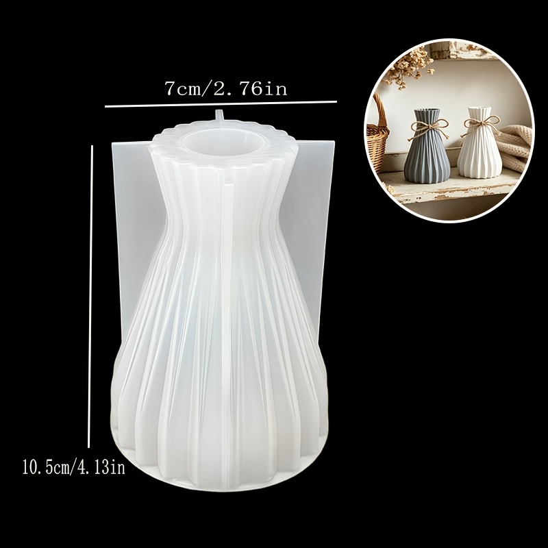 TEMU Resin Craft Casting Molds, 3d Striped Pleated Texture Vase Silicone Molds, Bohemian-style Vertical Striped Vase Handmade Resin Silicone Molds,
