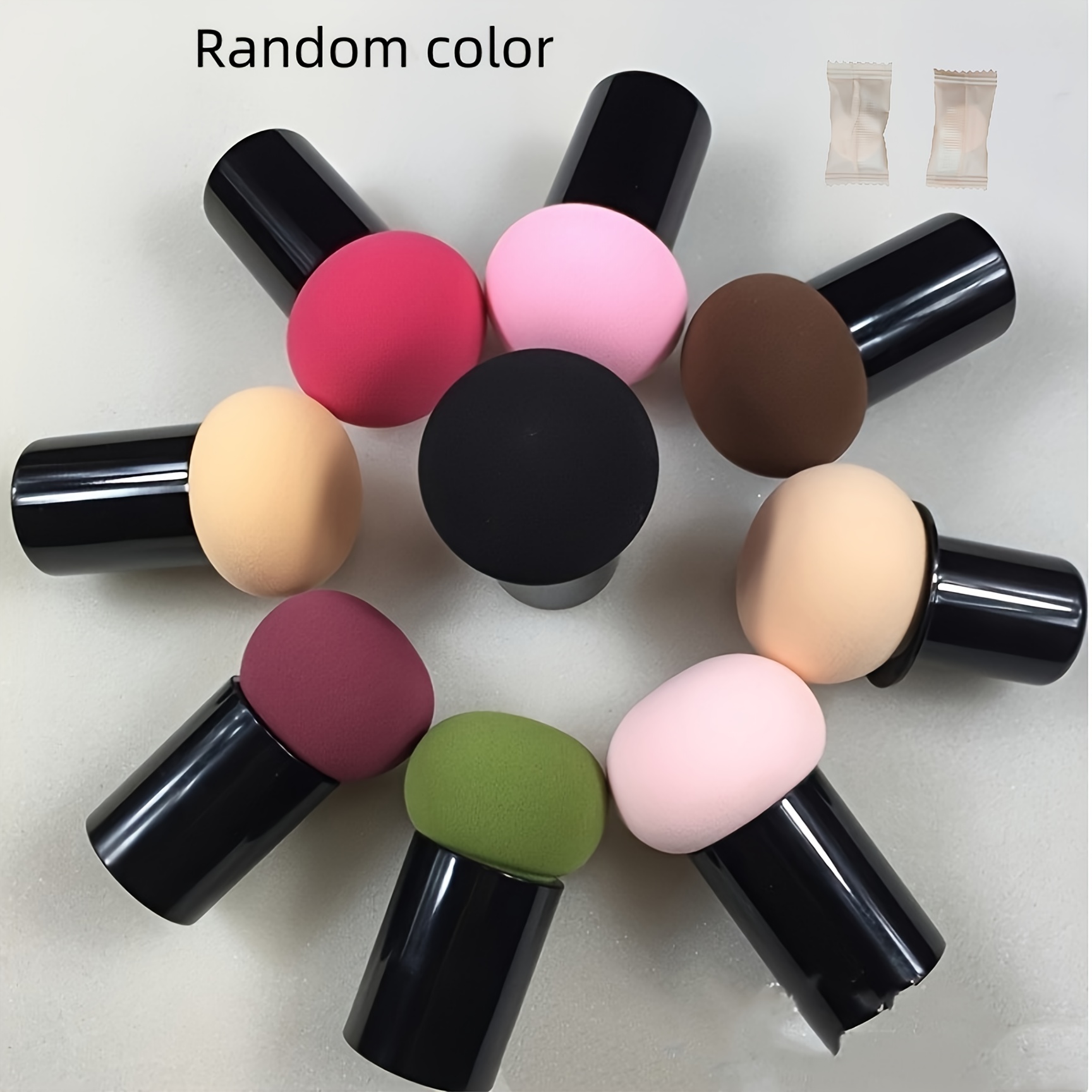 TEMU Small Mushroom Head Sponge Puff Air Cushion Bb Dry Wet Makeup Remover Tool - Multi-functional Makeup Remover & Applicator With Soft Round Tips