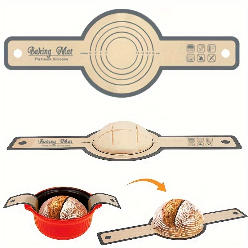 

1pc, Sourdough Silicone Bread Sling Dutch Oven - Double Thickness Silicone – Non-stick & Easy To Clean Silicone Bread Baking Mat Extra Long Handles, Easy And Stable To Transfer Dough Bread