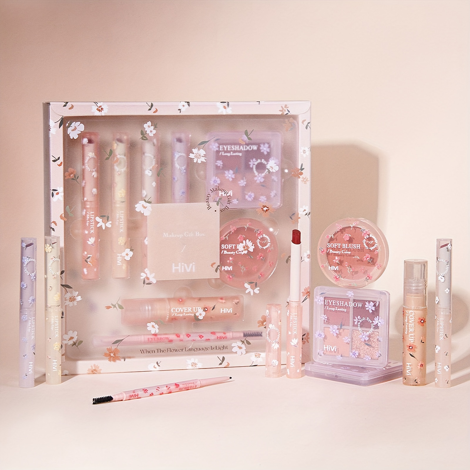 8pcs/set All-in-One Makeup Gift Box with Lipstick, Eyebrow Pencil, Concealer, Blush & Color Palette Suitable for Mom, Girlfriend, BFF - Complete Beauty Set for Mother's Day, Valentine's, Birthday Gifts, Blush & Contour Palette for Daily Use