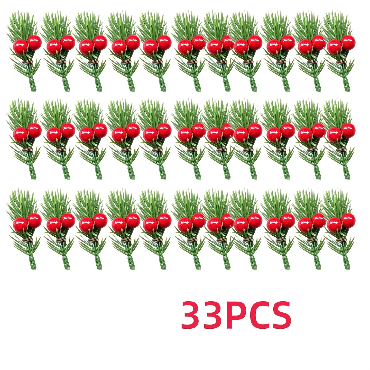 TEMU 33 pezzi Decorazioni per Nicola, Fiori artificiali natalizi con aghi di pino in plastica, per decorare regali, per Nicola e Natale, per l'uso