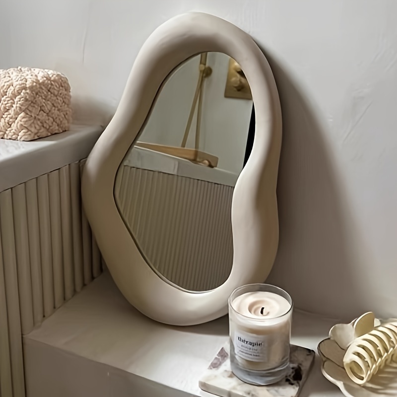 

Miroir De Maquillage En Céramique Irrégulière Miroir De Vanité De Bureau Miroir De Beauté Esthétique Simple Décoration De Chambre À Coucher