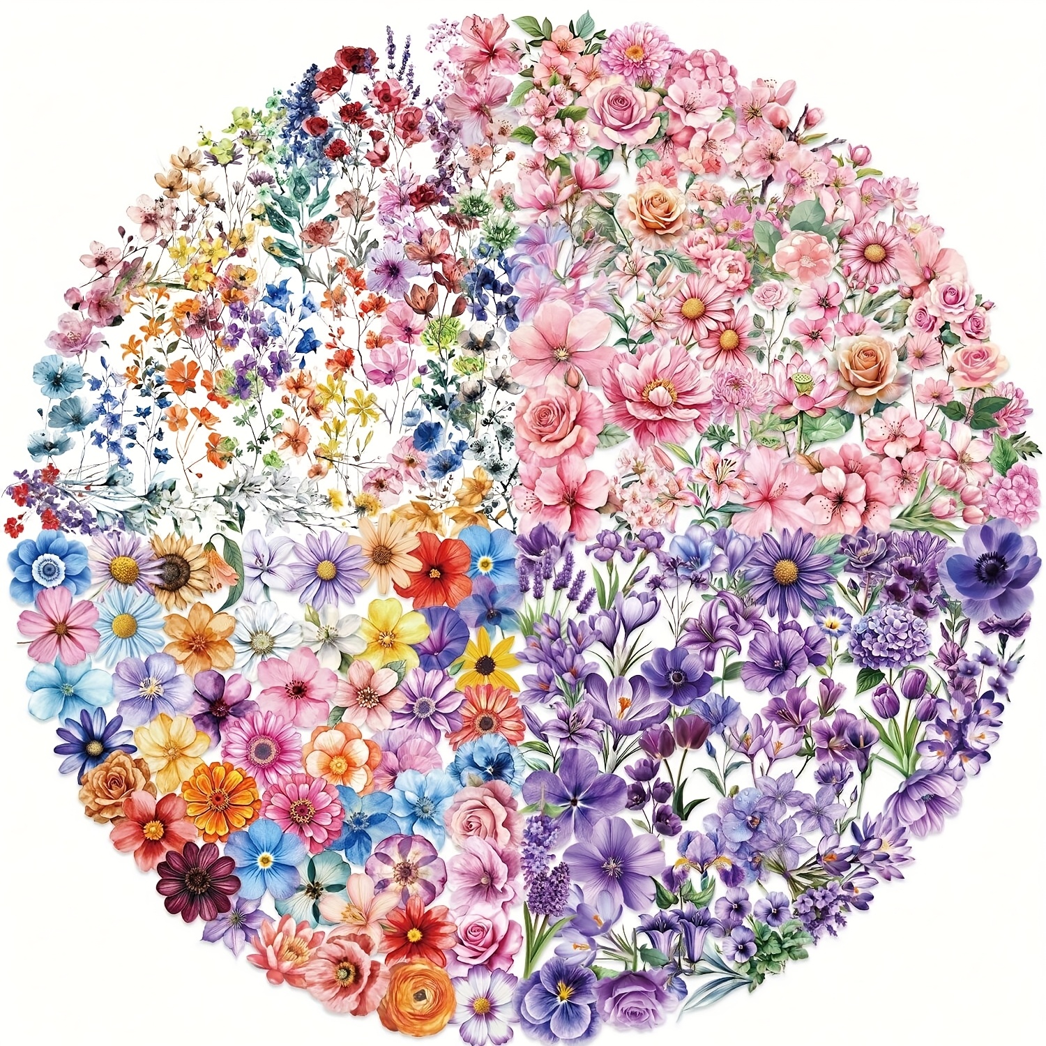 Image of 200pcs Transparent Flower Stickers For Scrapbooking Plant Stickers Floral Stickers Vintage Craft Sticker Colorful Small Flower Sticker For Journaling Scrapbooking Clear Flower Decals