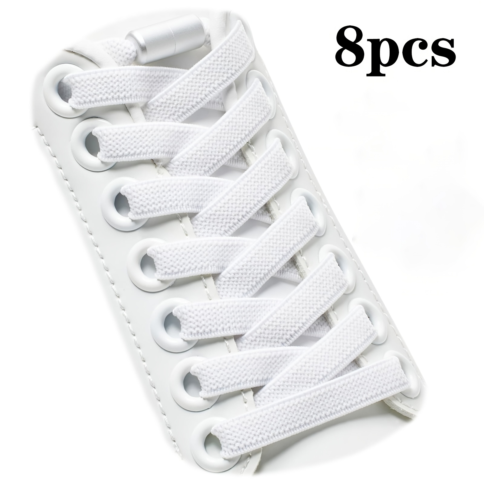 E-shop 8 Stück/2 Stück elastische Schnürsenkel ohne Binden, robustes und langlebiges Material, Unisex-Design (8 mm breit, flach) 4 elastische