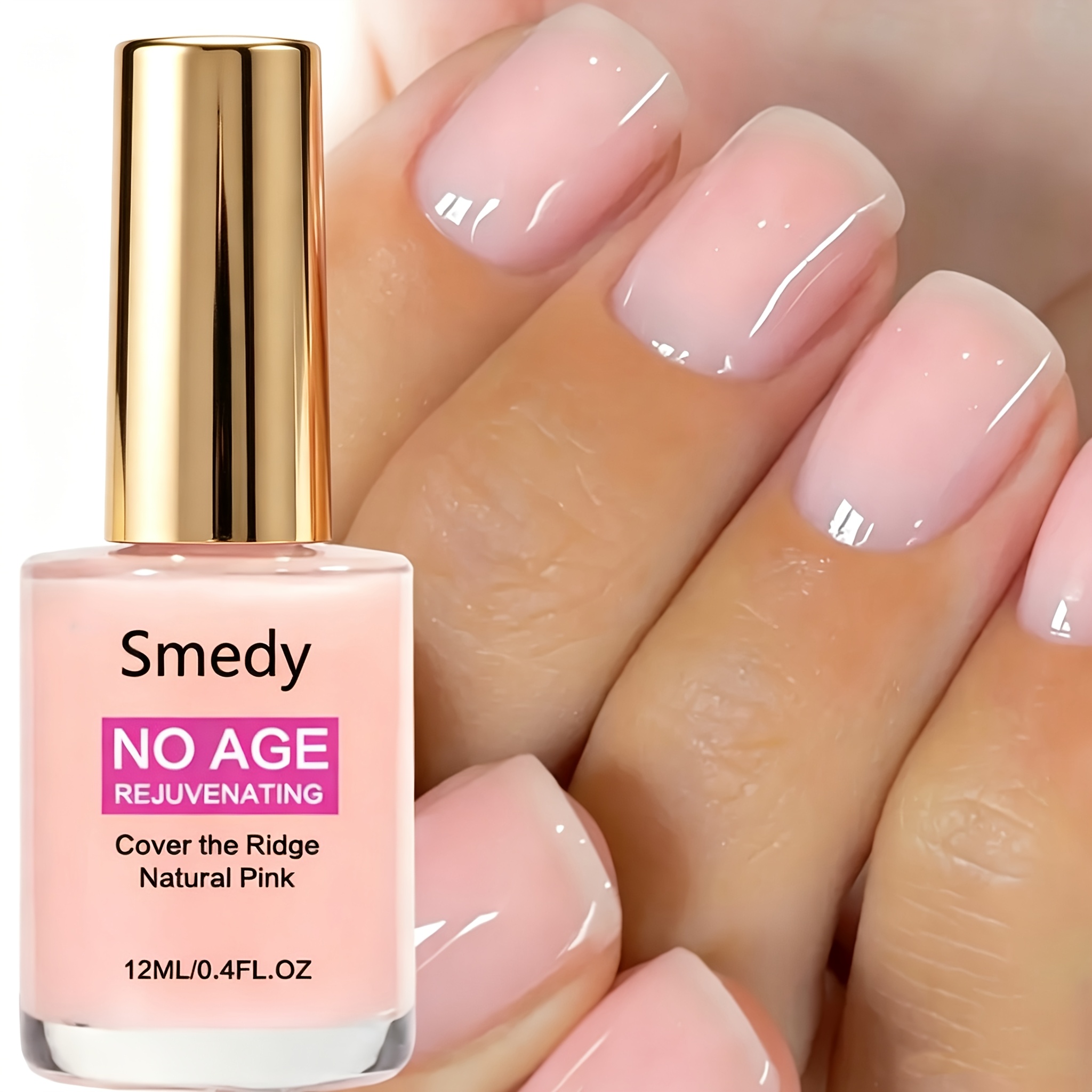 Image of Clear Jelly Natural Pink Nail Hardener, Jelly Texture And Glossy, Natural Glossy Nude Pink, Natural Quick Drying, Covering Nail