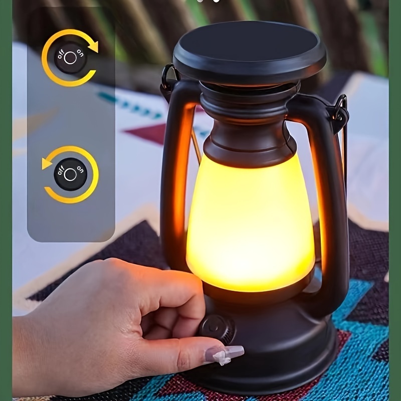 

Solar Powered Camping Lamp Portable Camping Lamp Charging Lamp Lighting Outdoor Tent Lamp Retro Kerosene Lamp Portable