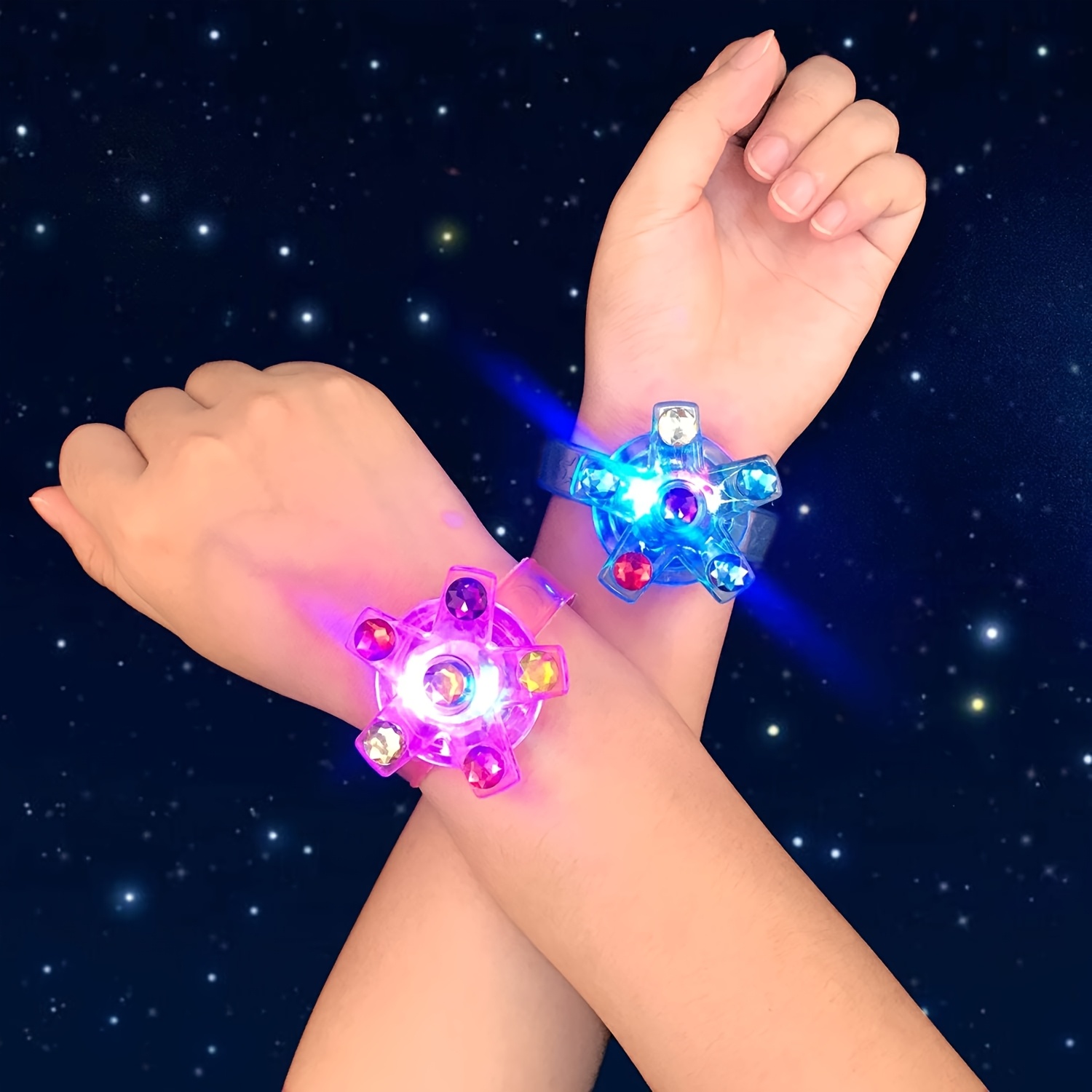 70pcs Glow-in-the-Dark Fidget Spinner Bracelets - Colorful LED Light-Up Party Favors, Novelty Gifts for Youngsters & Adults, Plastic Material, Random Colors & Styles, Perfect for Birthdays, Events, and Nighttime Fun