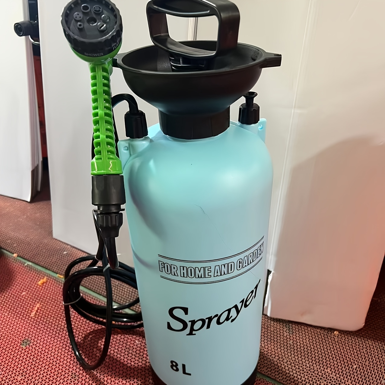 2.11 Gallons High-pressure Sprayer With 7 Spray Patterns, Portable Camping Shower, Detachable Hose And Showerhead - Ideal For Outdoor Travel, Hiking, And Pet Bathing - Blue