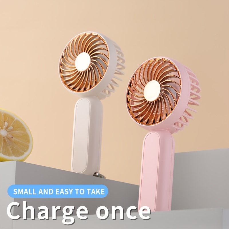 a mini portable fan handheld fan personal mini fan usb rechargeable battery operated mini fan suitable for office bedroom outdoor travel and camping with a hook loop and three speed settings details 2