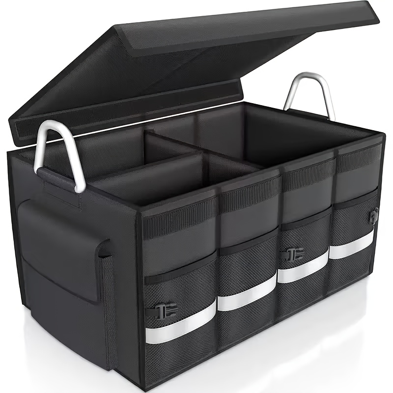 TEMU Portable Large-capacity Storage Box For Car Trunks - Collapsible Container For Car Storage, Rear Storage Box For Vehicles
