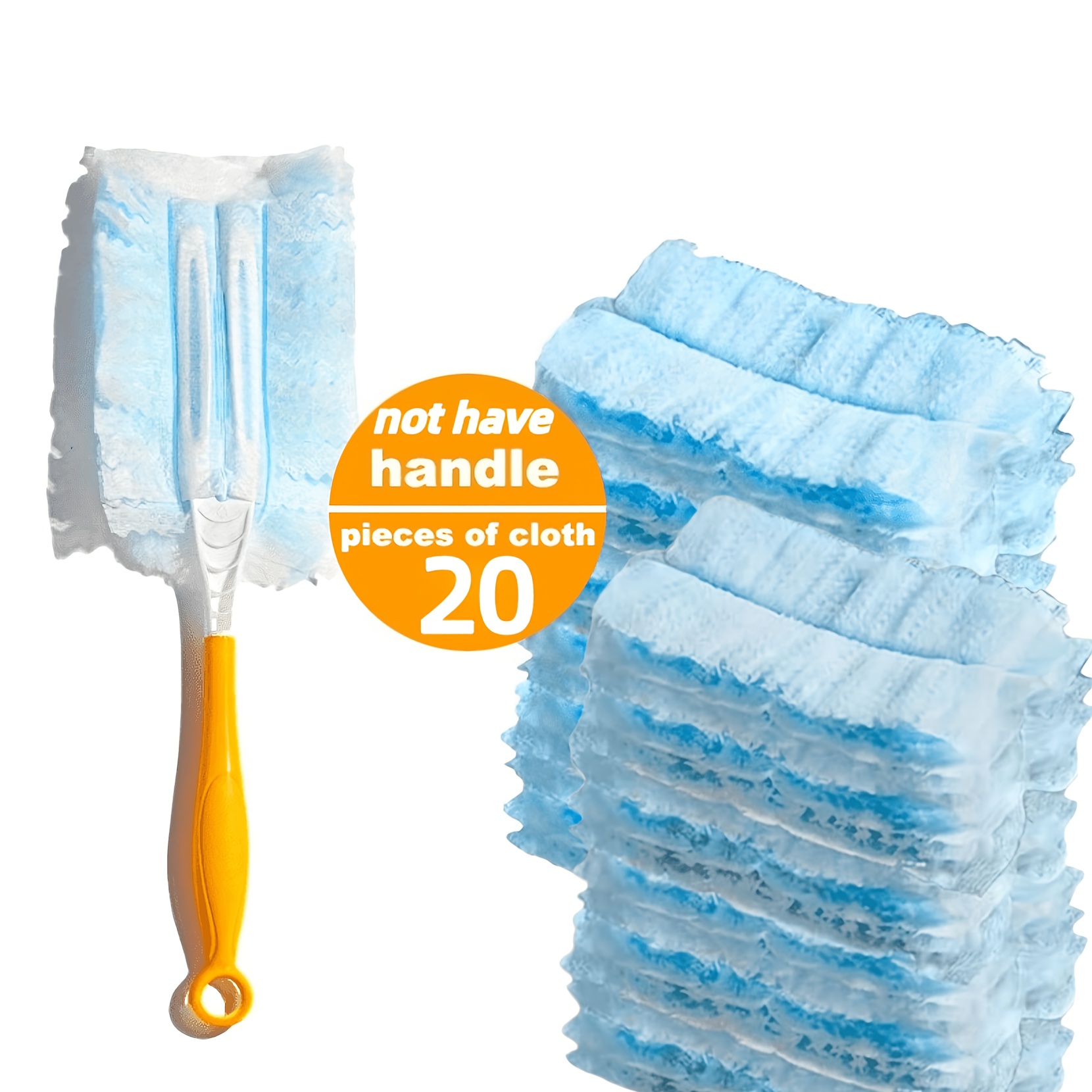TEMU 20pcs Blue Duster Refills, Handle-free, Unscented, Disposable Microfiber Dusting Wands, For Cleaning And Dusting, Furniture, Blinds, Ceiling