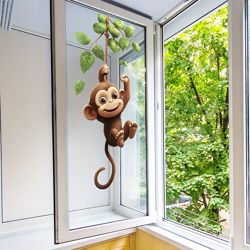 E-shop 1 Stück Kleiner Affenschaukel-Stauffilm für Fenster, wiederverwendbar. 40x20 cm. Leuchtende Farben, kein Kleber benötigt, beschädigt keine