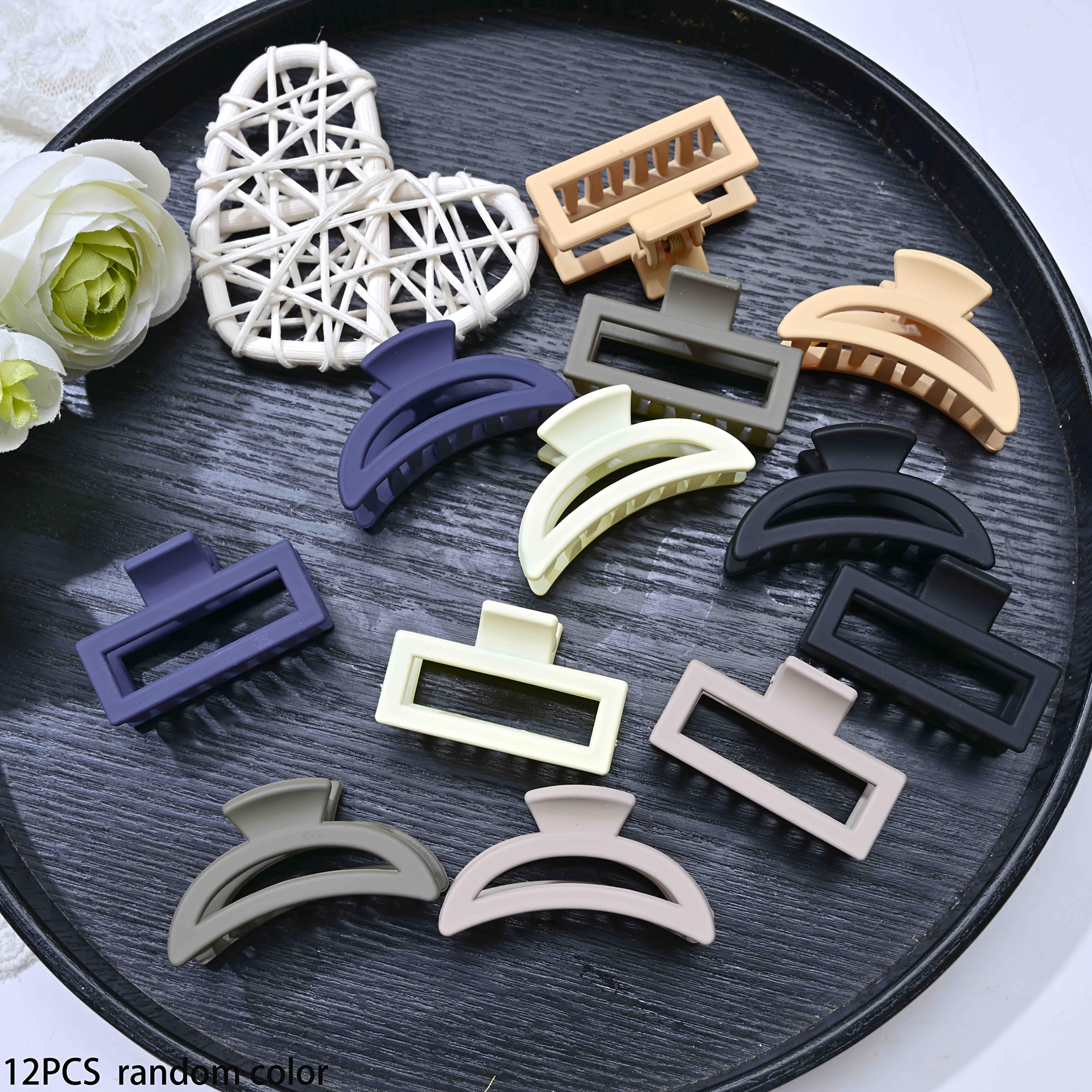 TEMU Lot de 12 pinces à cheveux pour femme de couleur aléatoire, pinces requin dépolies, pinces à cheveux griffes Morandi pour à l'arrière de ,