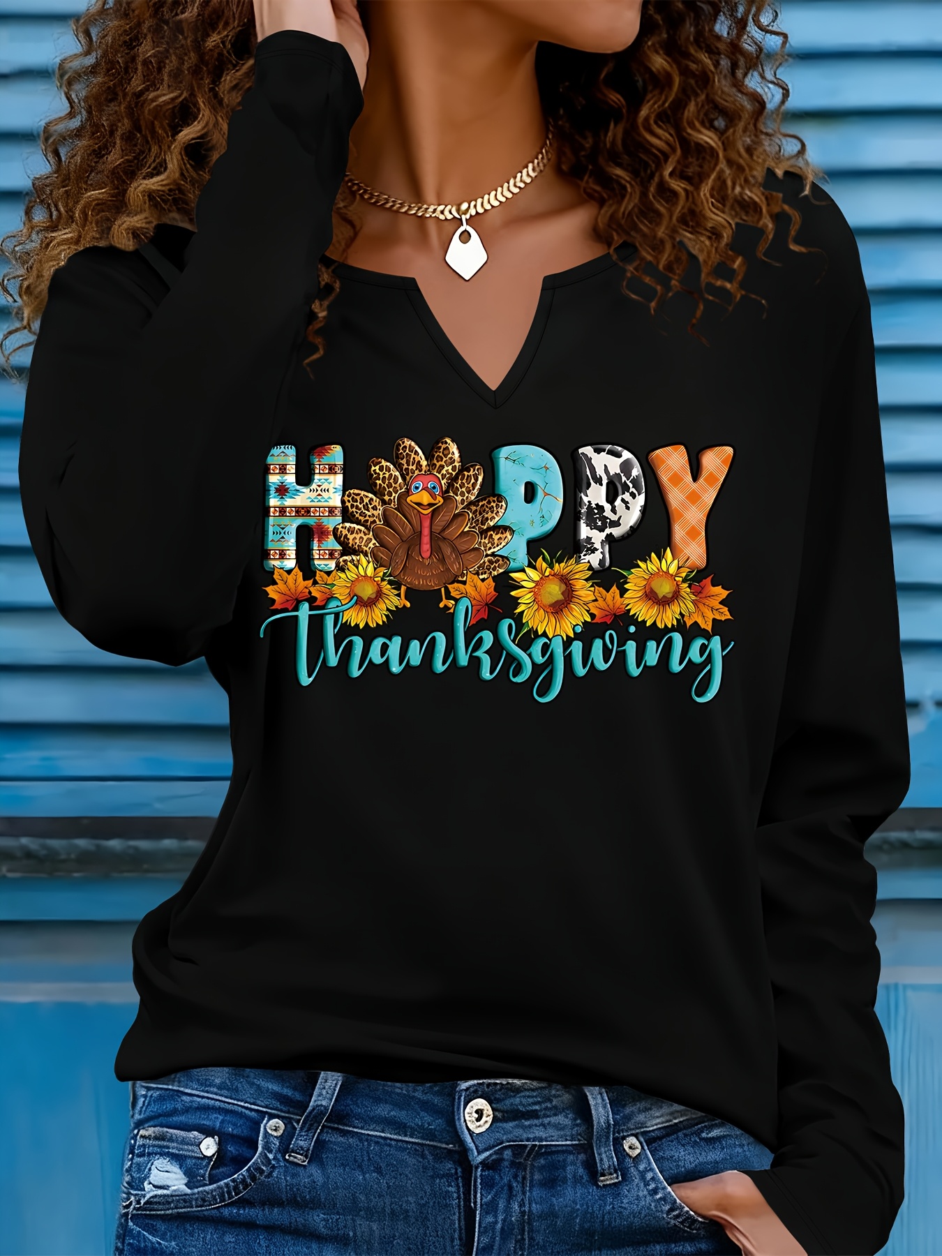 item picture womens fashion long sleeve t shirt   turkey top suitable for thanksgiving top