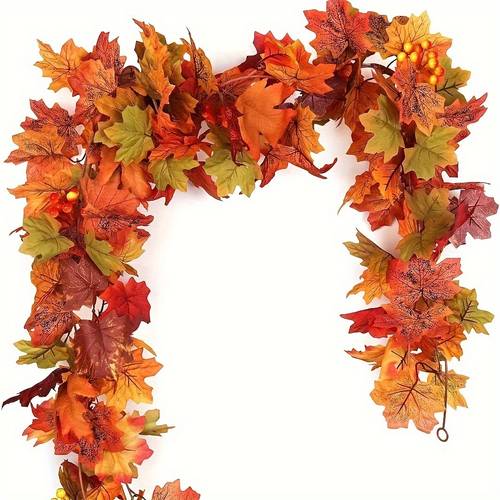 a 78 74 inch artificial maple leaf vine realistic autumn colors durable plastic thanksgiving halloween weddings and seasonal indoor outdoor decorations home fall decor no power needed garden and lawn holiday decorations