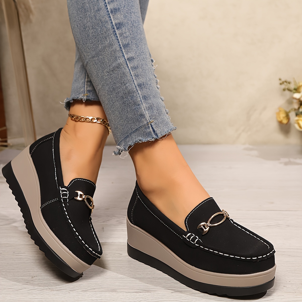 wedge womens patent loafers