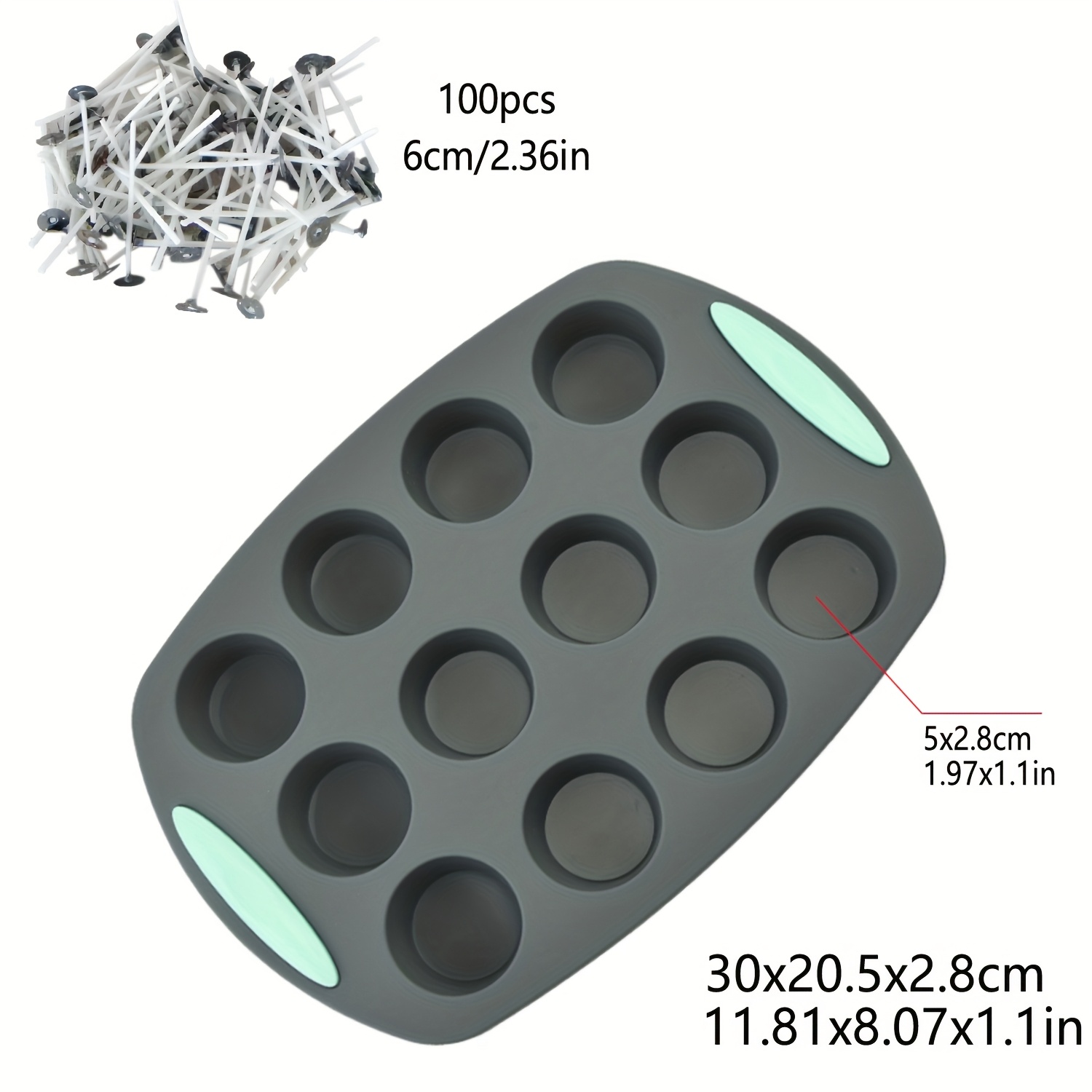 Image of 101pcs Silicone Candle Molds And Wicks Set 12- Round Candle Molds And 100pcs Wicks Scented Candle Handmade Molds Easy Demolding Candle Making Models