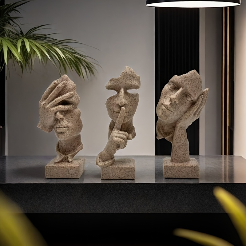 3pcs European handicraft decoration simple abstract character mask, office living room sculpture art decoration