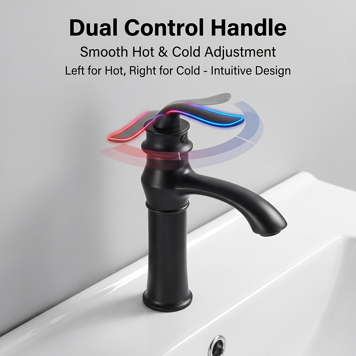 Black Matte Basin , Light Luxury Decorative Hot and Cold Dual Control Countertop Bathroom