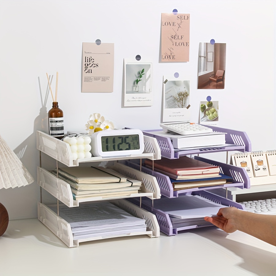 three layer file holder plastic horizontal file - Temu