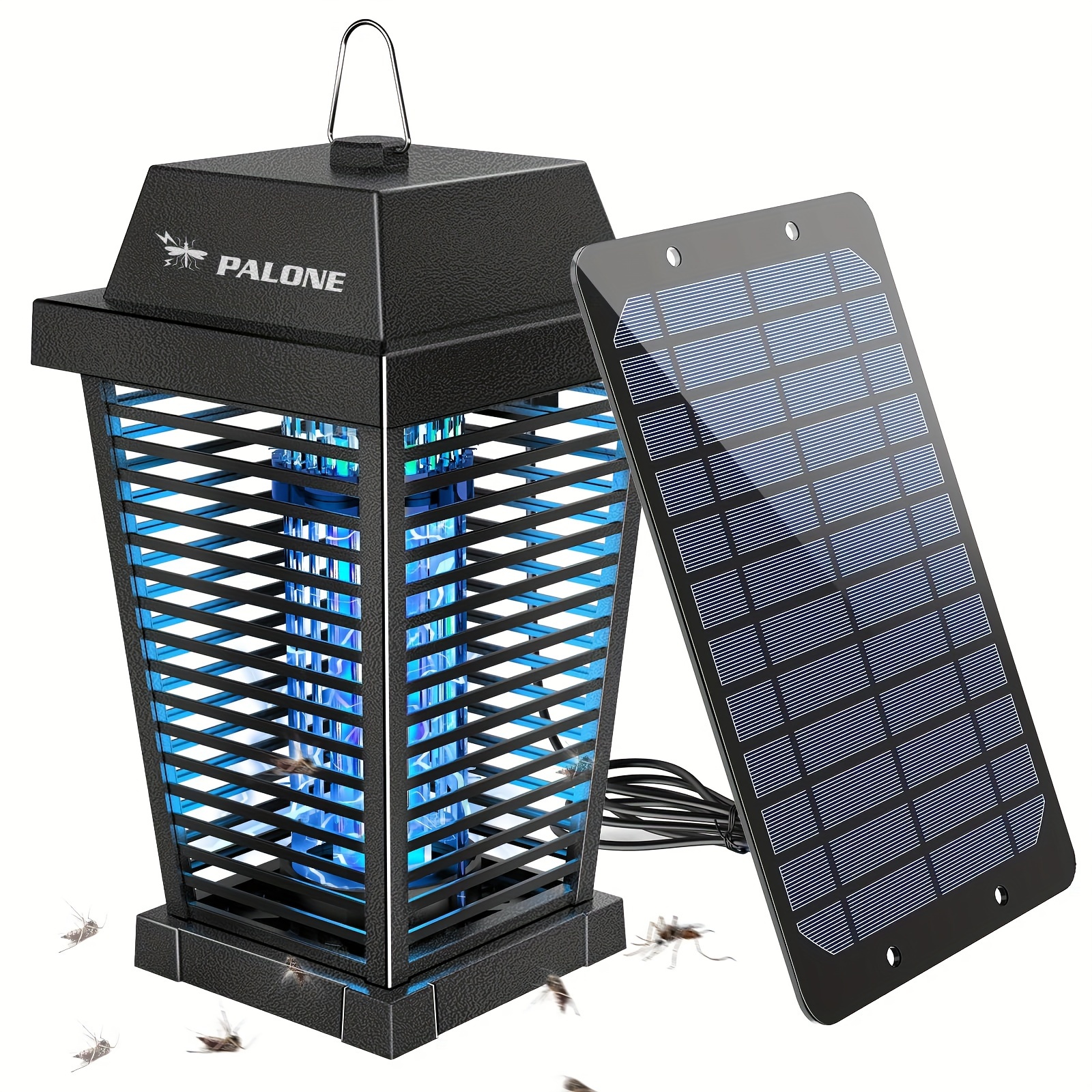 

Solar Bug Zapper 4500v Electric Mosquito Zapper Outdoor Updated Fly Zapper Indoor Rechargeable Mosquito Killer With Solar Panel & Type-c Cable Fly Trap With Uv Light For Flies Gnats Moths